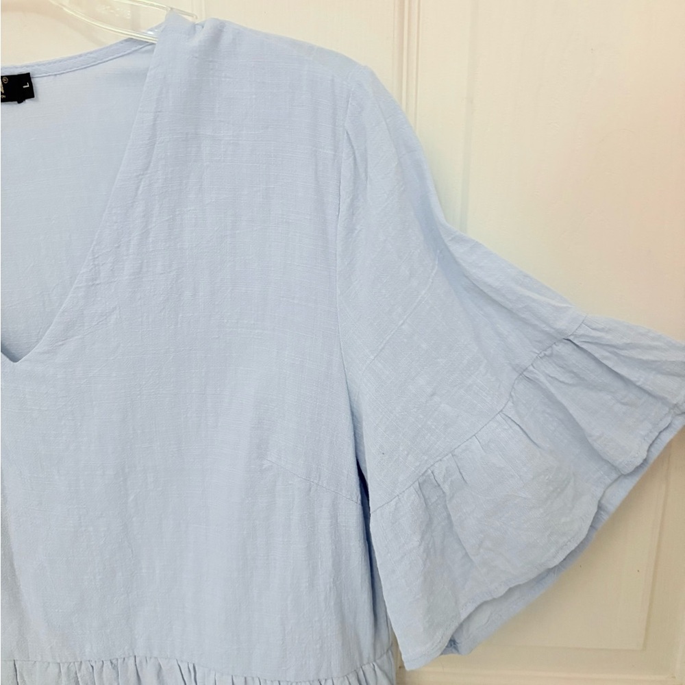 FANCYINN Short Sleeve Tiered Dress in Light Blue - Picture 8 of 11